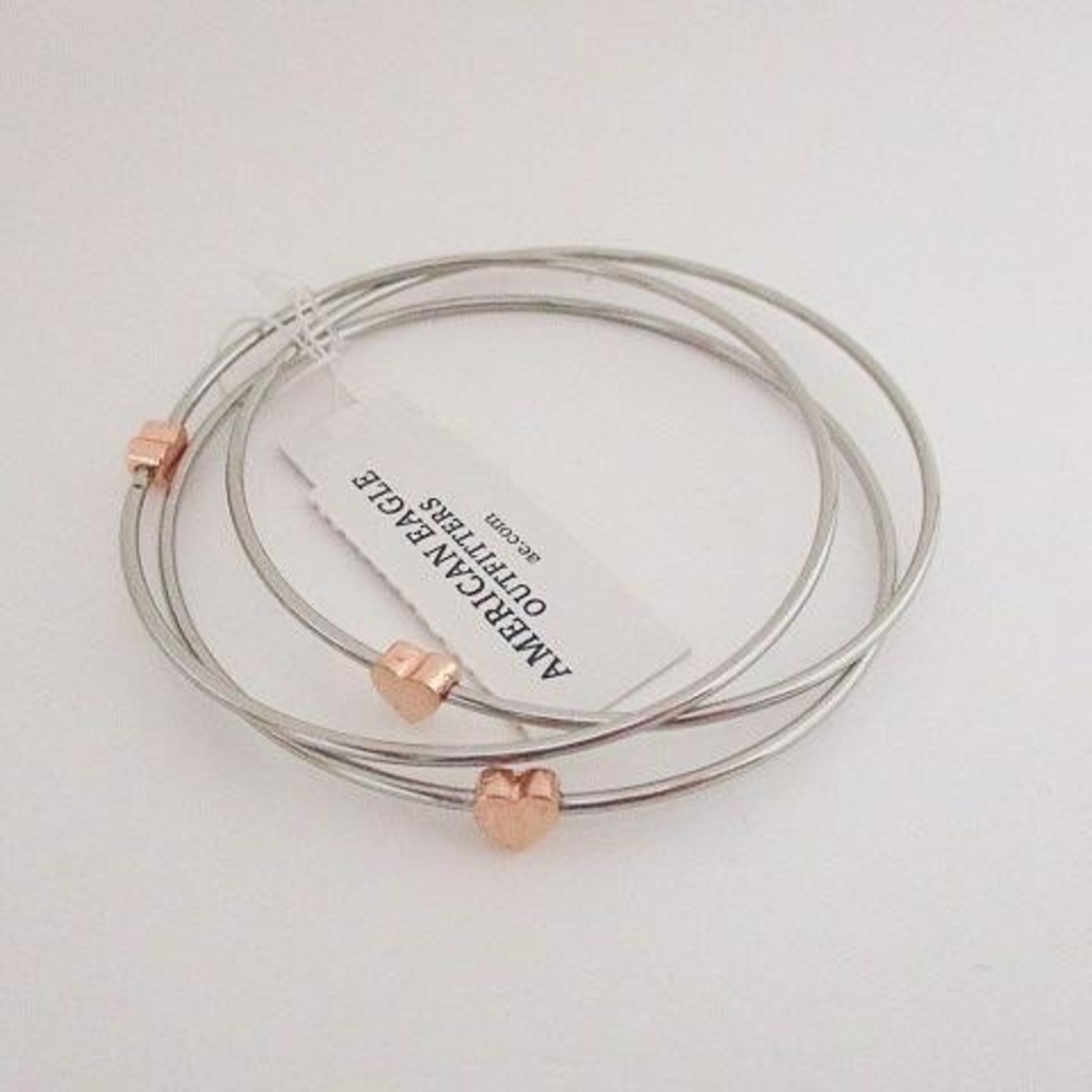 Juniors Silver and Gold Heart Bangles